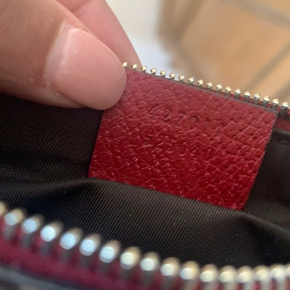 Gucci Beige GG Supreme Floral & Bird Mini Clutch with Red Trim